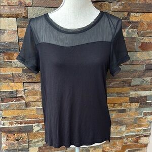 H&M Elegant Black Sheer Panel Top